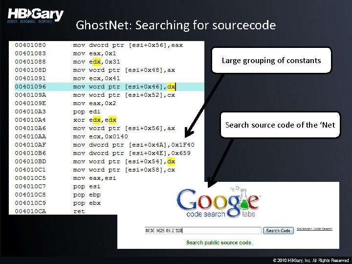 Ghost. Net: Searching for sourcecode Large grouping of constants Search source code of the