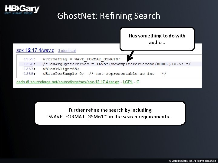 Ghost. Net: Refining Search Has something to do with audio… Further refine the search