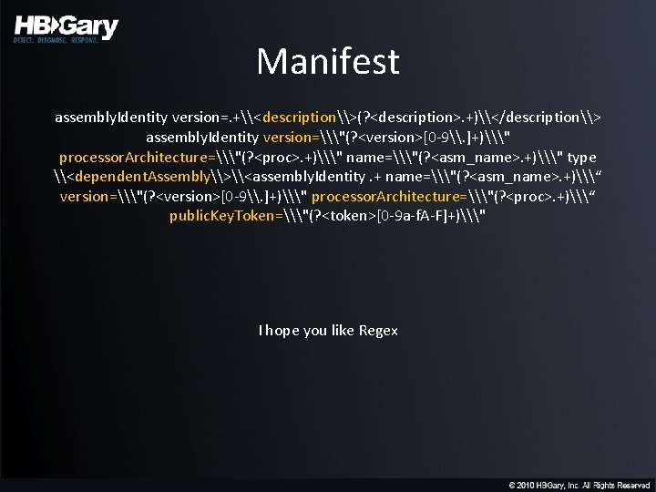 Manifest assembly. Identity version=. +\<description\>(? <description>. +)\</description\> assembly. Identity version=\"(? <version>[0 -9\. ]+)\" processor.