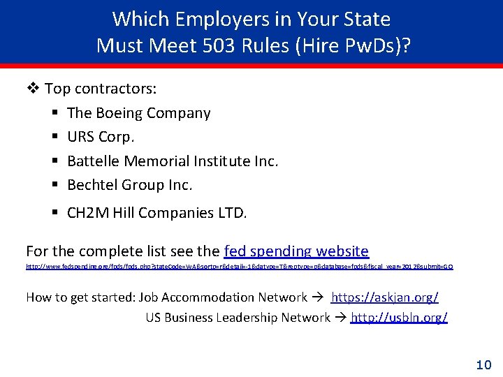 Which Employers in Your State Must Meet 503 Rules (Hire Pw. Ds)? v Top