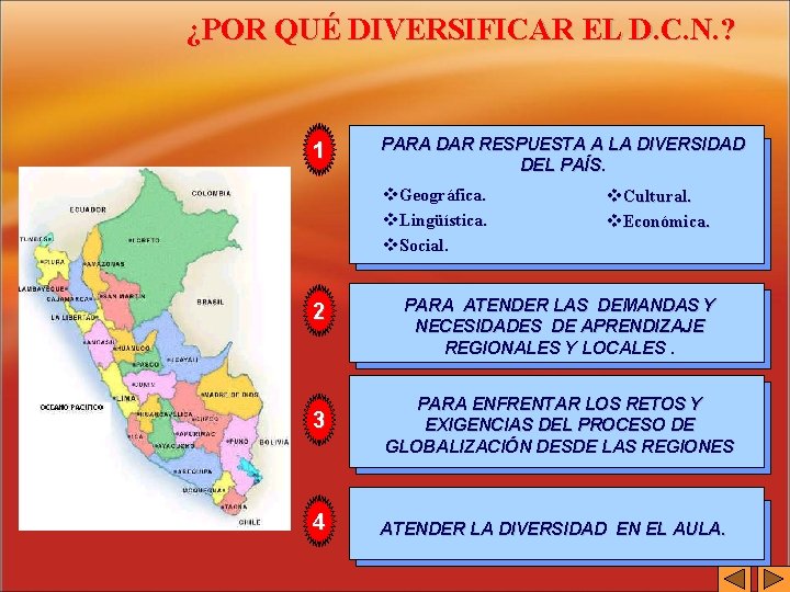 ¿POR QUÉ DIVERSIFICAR EL D. C. N. ? 1 PARA DAR RESPUESTA A LA