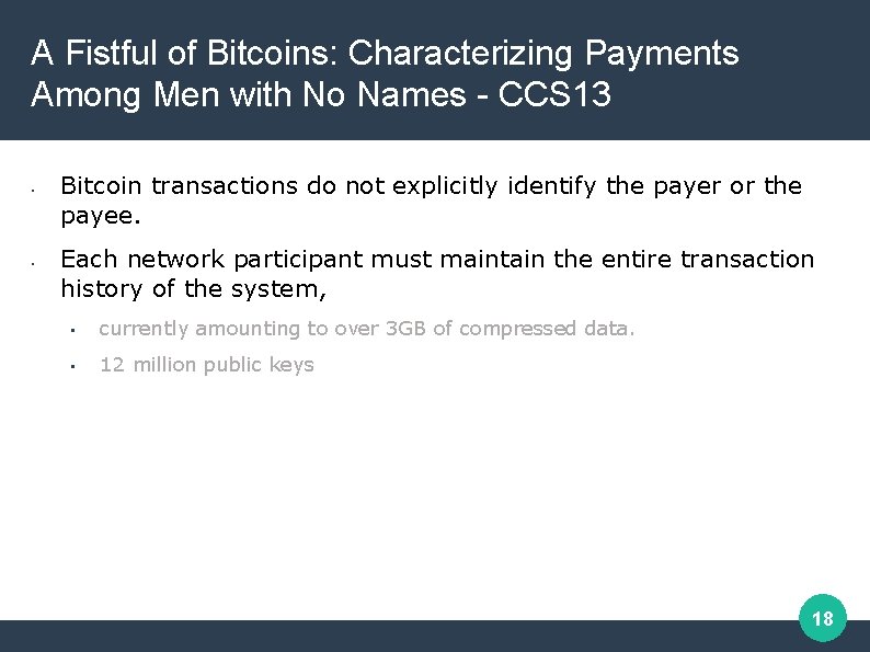 A Fistful of Bitcoins: Characterizing Payments Among Men with No Names - CCS 13