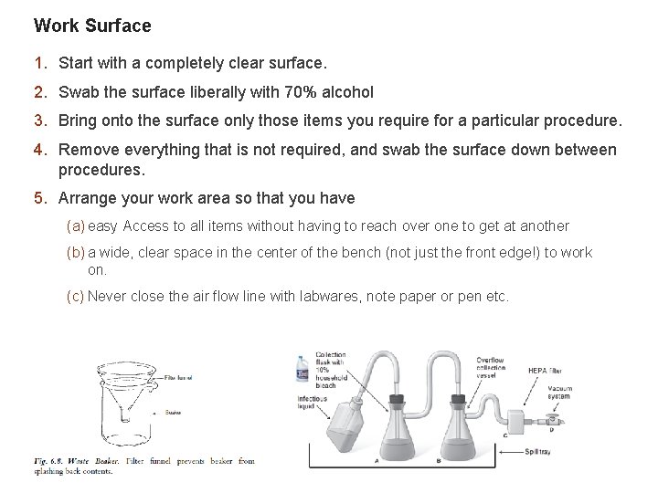 Work Surface 1. Start with a completely clear surface. 2. Swab the surface liberally