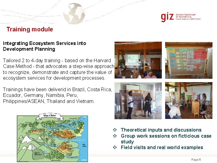 Training module Integrating Ecosystem Services into Development Planning Tailored 2 to 4 day training