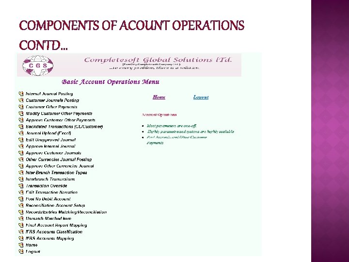 COMPONENTS OF ACOUNT OPERATIONS CONTD… 