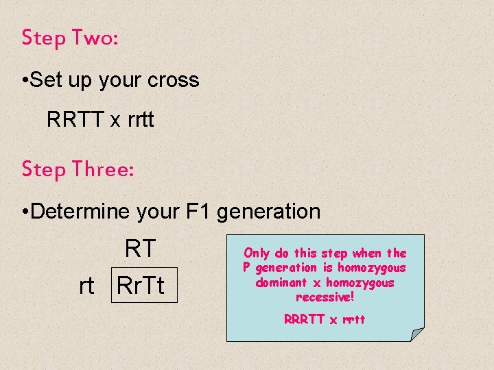 Step Two: • Set up your cross RRTT x rrtt Step Three: • Determine