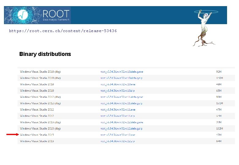 ROOT https: //root. cern. ch/content/release-53436 Binary distributions 