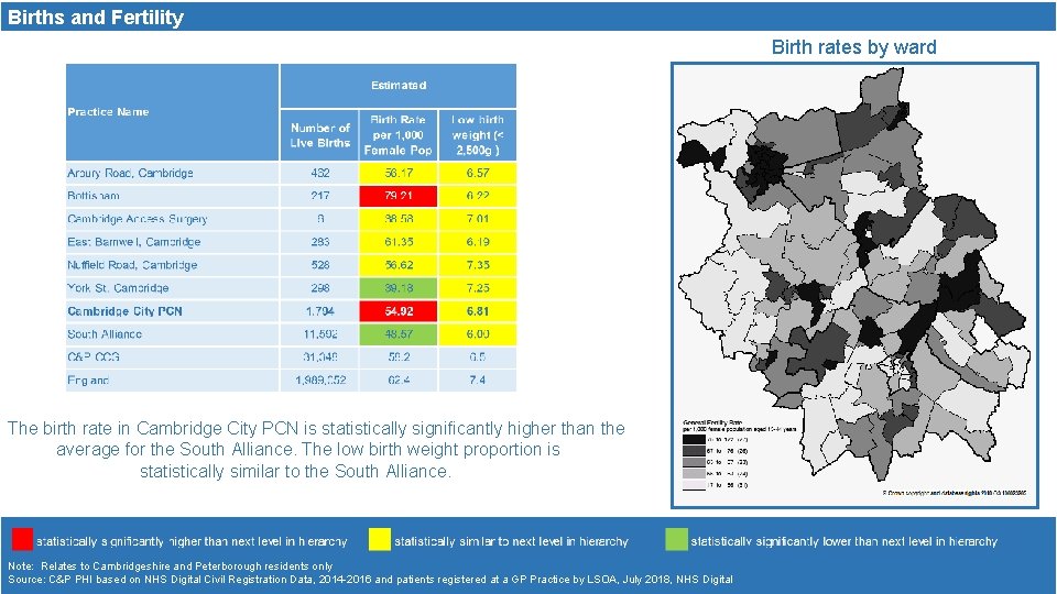 Births and Fertility Birth rates by ward The birth rate in Cambridge City PCN
