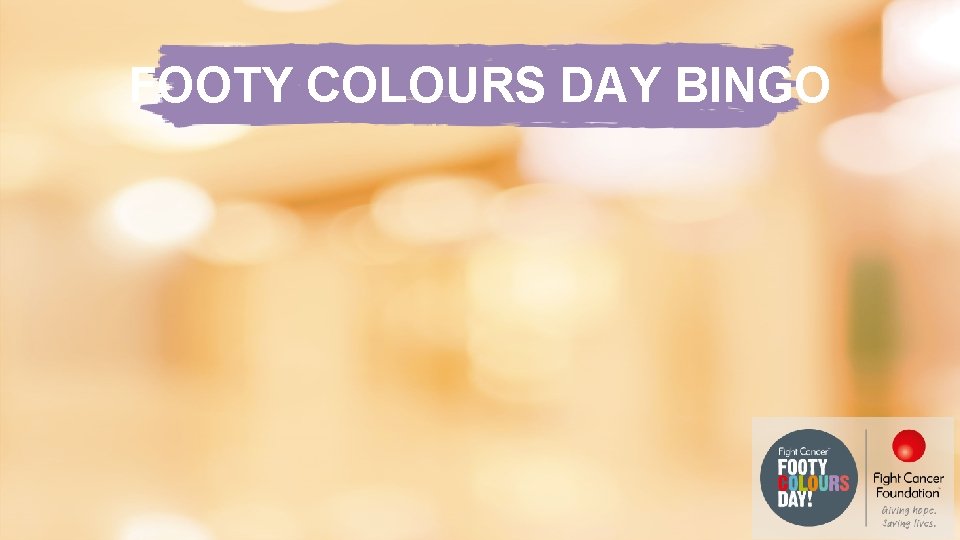 FOOTY COLOURS DAY BINGO 