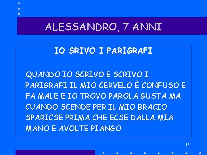 ALESSANDRO, 7 ANNI IO SRIVO I PARIGRAFI QUANDO IO SCRIVO E SCRIVO I PARIGRAFI