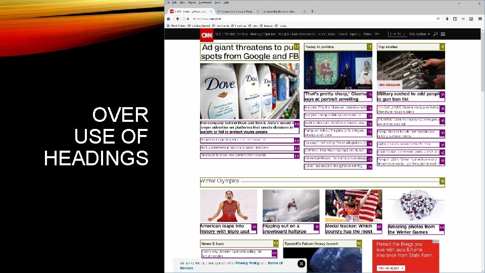 OVER USE OF HEADINGS 