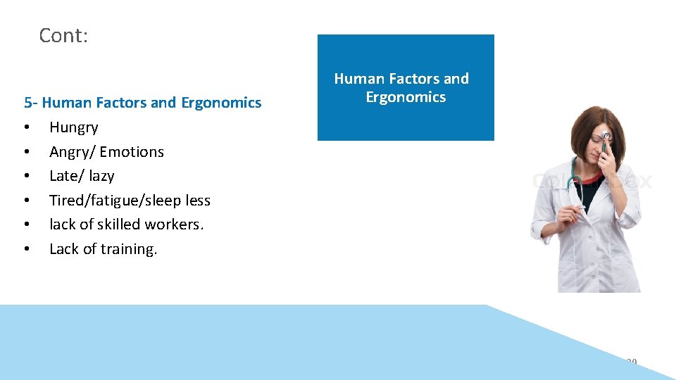 Cont: 5 - Human Factors and Ergonomics • Hungry • Angry/ Emotions • Late/