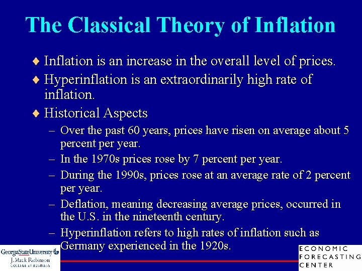 The Classical Theory of Inflation ¨ Inflation is an increase in the overall level