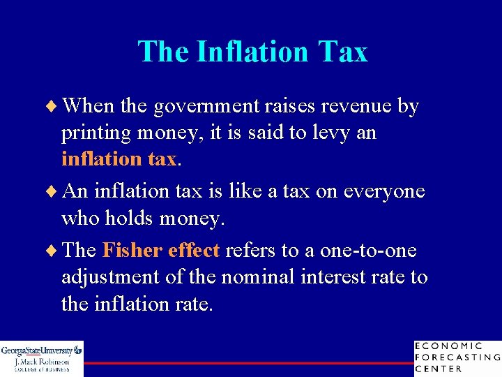 The Inflation Tax ¨ When the government raises revenue by printing money, it is