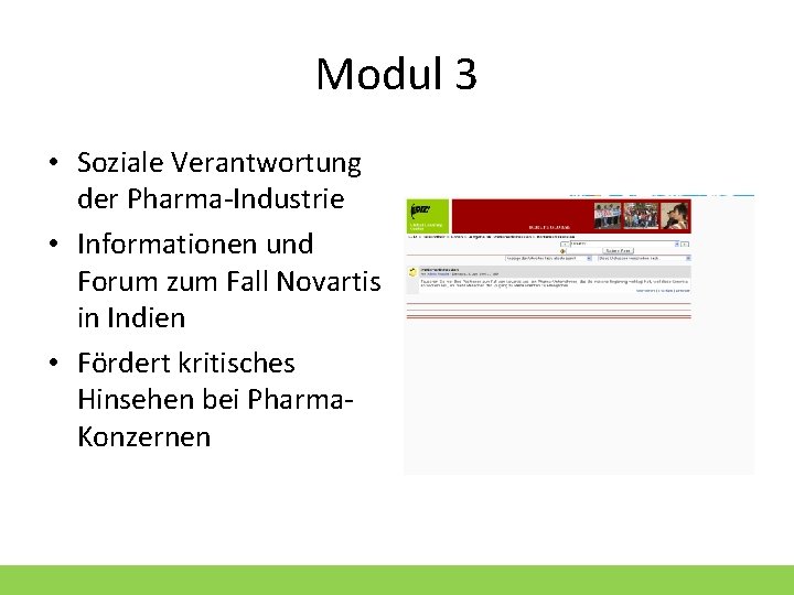 Modul 3 • Soziale Verantwortung der Pharma-Industrie • Informationen und Forum zum Fall Novartis
