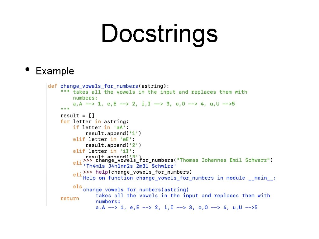Docstrings • Example Docstrings • Example