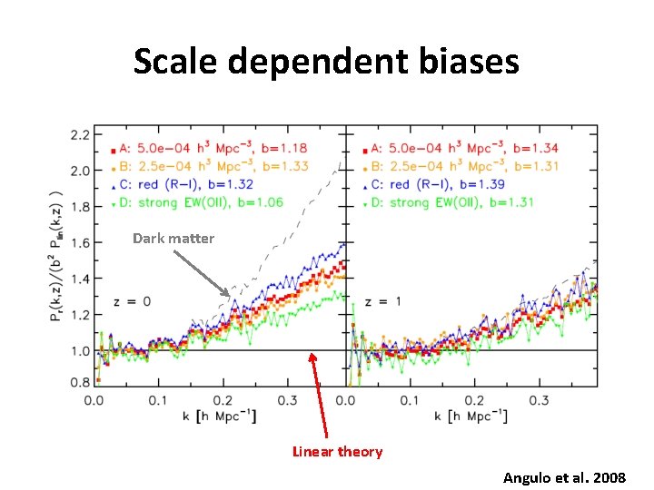 Scale dependent biases Dark matter Linear theory Angulo et al. 2008 