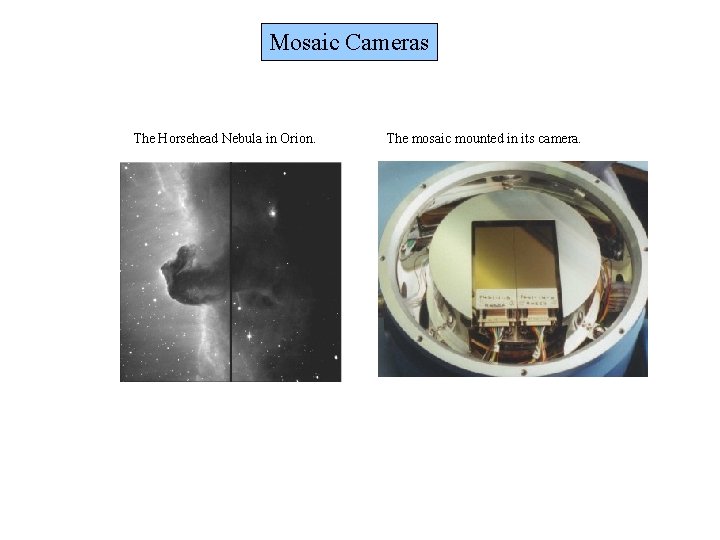 Mosaic Cameras The Horsehead Nebula in Orion. The mosaic mounted in its camera. 