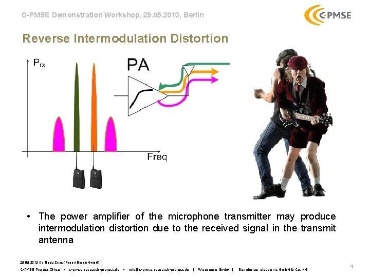 C-PMSE Demonstration Workshop, 29. 05. 2013, Berlin Reverse Intermodulation Distortion • The power amplifier