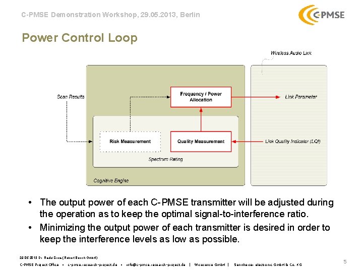 C-PMSE Demonstration Workshop, 29. 05. 2013, Berlin Power Control Loop • The output power