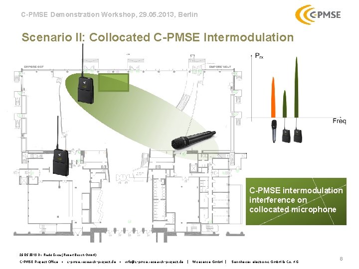 C-PMSE Demonstration Workshop, 29. 05. 2013, Berlin Scenario II: Collocated C-PMSE Intermodulation C-PMSE intermodulation