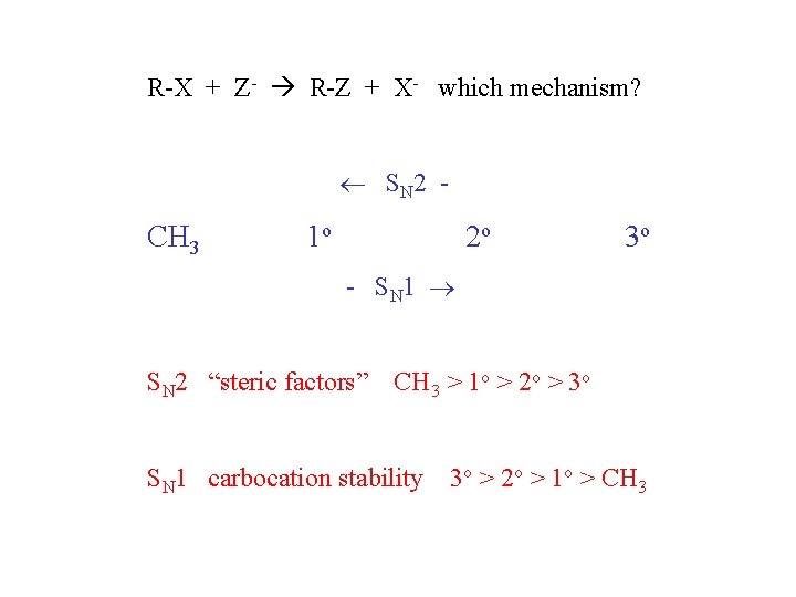R-X + Z- R-Z + X- which mechanism? S N 2 - CH 3