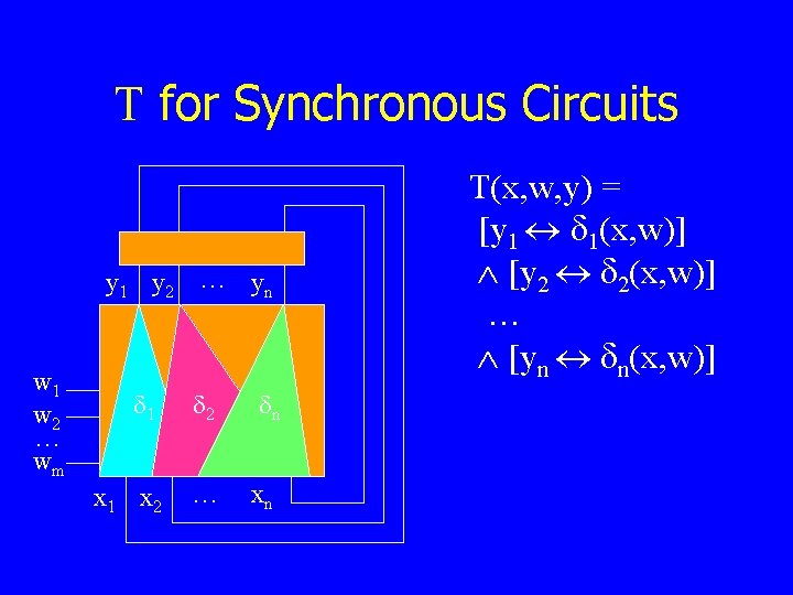 T for Synchronous Circuits y 1 y 2 … yn w 1 w 2