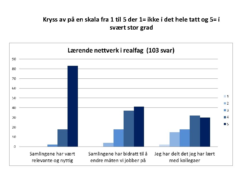 Kryss av på en skala fra 1 til 5 der 1= ikke i det