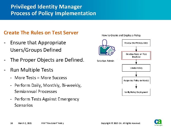 Privileged Identity Manager Process of Policy Implementation Create The Rules on Test Server -