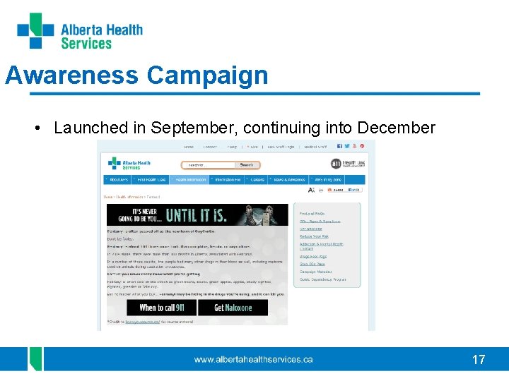 Awareness Campaign • Launched in September, continuing into December 17 