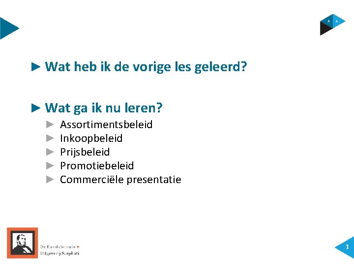 ► Wat heb ik de vorige les geleerd? ► Wat ga ik nu leren?