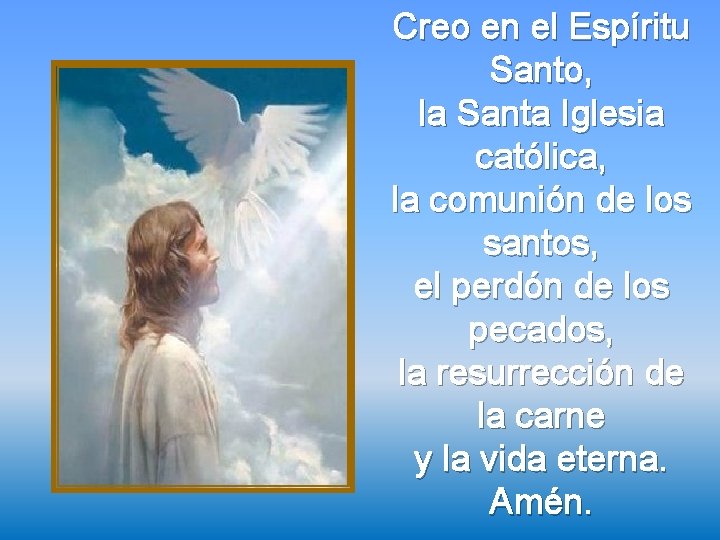 Creo en el Espíritu Santo, la Santa Iglesia católica, la comunión de los santos,