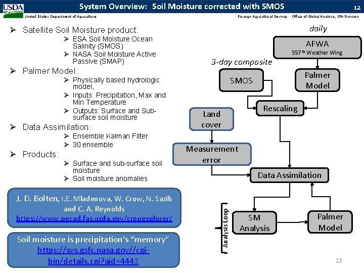 System Overview: Soil Moisture corrected with SMOS United States Department of Agriculture Foreign Agricultural