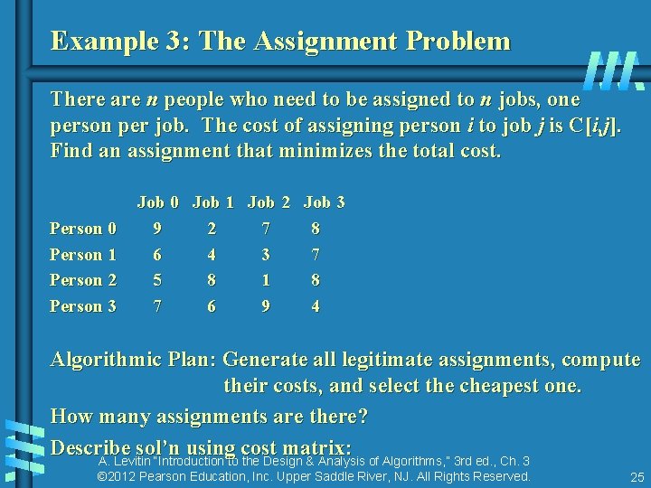 Example 3: The Assignment Problem There are n people who need to be assigned