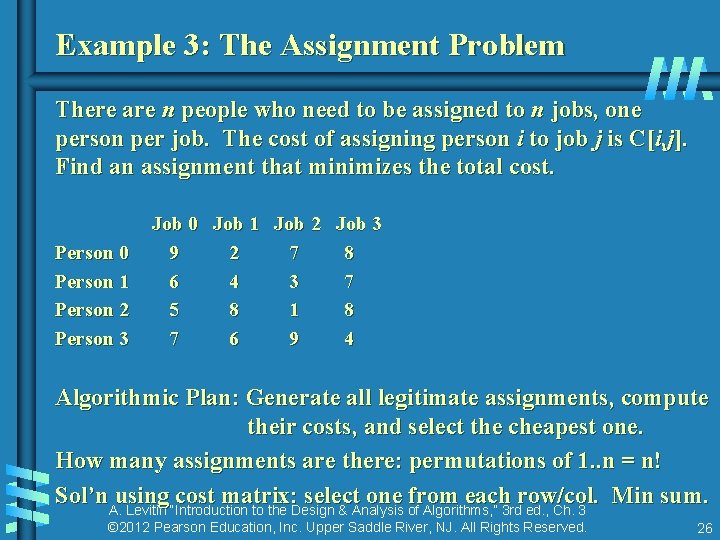 Example 3: The Assignment Problem There are n people who need to be assigned