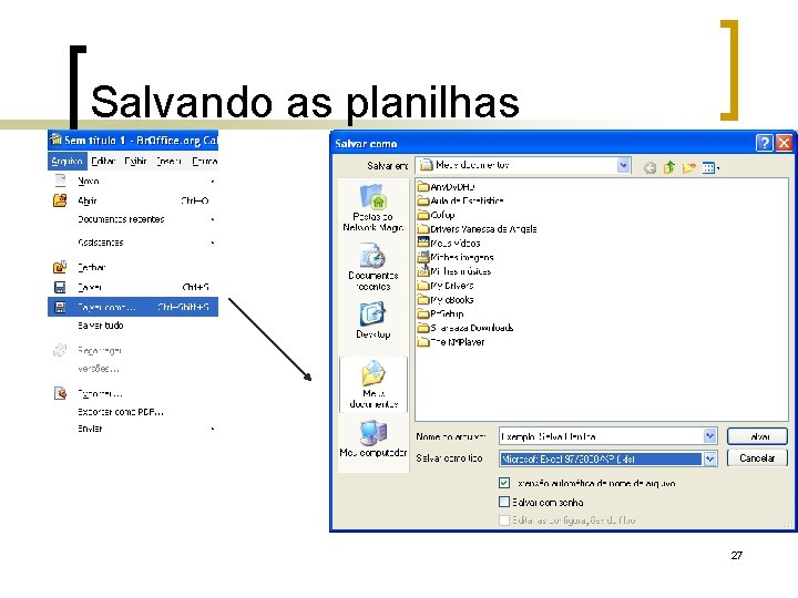 Salvando as planilhas 27 