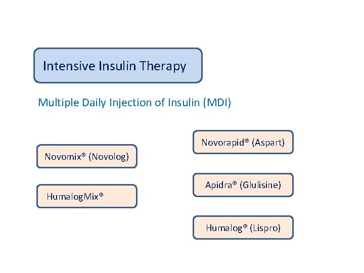 Intensive Insulin Therapy Multiple Daily Injection of Insulin (MDI) Novorapid® (Aspart) Novomix® (Novolog) Humalog.