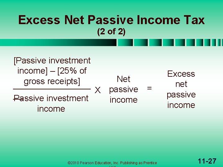 Excess Net Passive Income Tax (2 of 2) [Passive investment income] – [25% of