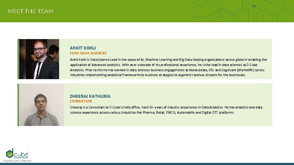 MEET THE TEAM ANKIT KOHLI CHIEF DATA SCIENTIST Ankit Kohli is Data Science Lead MEET THE TEAM ANKIT KOHLI CHIEF DATA SCIENTIST Ankit Kohli is Data Science Lead