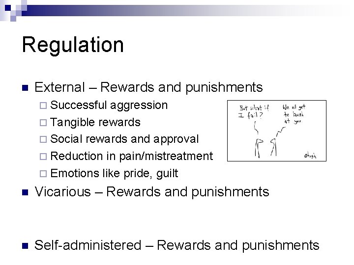 Regulation n External – Rewards and punishments ¨ Successful aggression ¨ Tangible rewards ¨