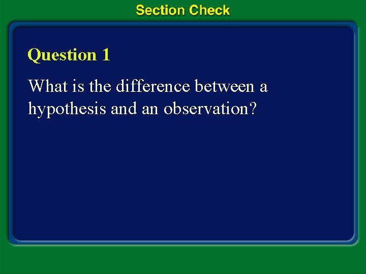 Question 1 What is the difference between a hypothesis and an observation? 