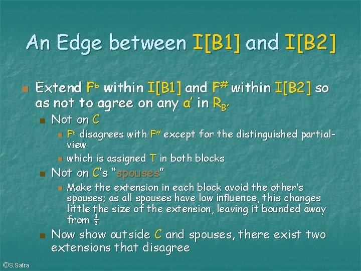 An Edge between I[B 1] and I[B 2] Extend Fь within I[B 1] and
