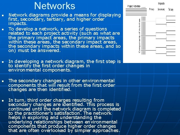 Networks n n n Network diagrams provide a means for displaying first, secondary, tertiary,