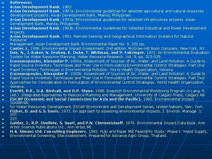 n n n n n n n n References Asian Development Bank, 1983. Asian