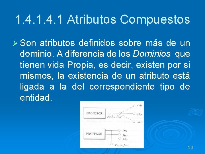 1. 4. 1 Atributos Compuestos Ø Son atributos definidos sobre más de un dominio.