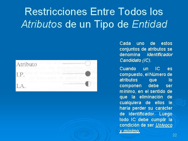 Restricciones Entre Todos los Atributos de un Tipo de Entidad Cada uno de estos