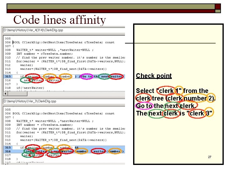 Code lines affinity Check point Select "clerk 1" from the clerk tree (clerk number