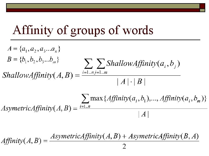 Affinity of groups of words 