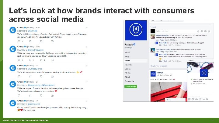 Let’s look at how brands interact with consumers across social media © 2017 FORRESTER.