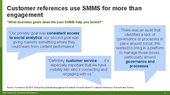 Customer references use SMMS for more than engagement “What business goals does the your